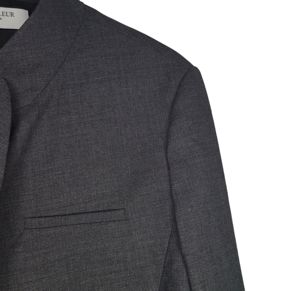 Women's Dark Gray Asymmetric Long Blazer Jacket - Picture 7 of 13